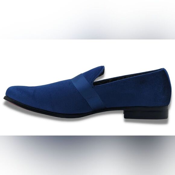 MONTIQUE MEN'S SOLID VELVET COBALT FASHION SLIP-ON SHOE S91. - Picture 2 of 3